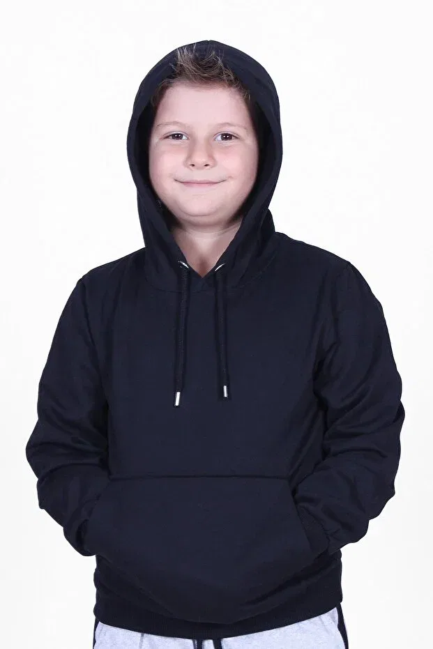 Детское худи для мальчиков с принтом X Printed Kangaroo Pocket Hooded Panio Kids, Black — фото 4