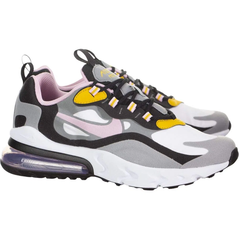 Детские кроссовки для мальчиков с амортизацией NIKE Air Max 270 React, Grey Particle Arctic Pink — фото 2
