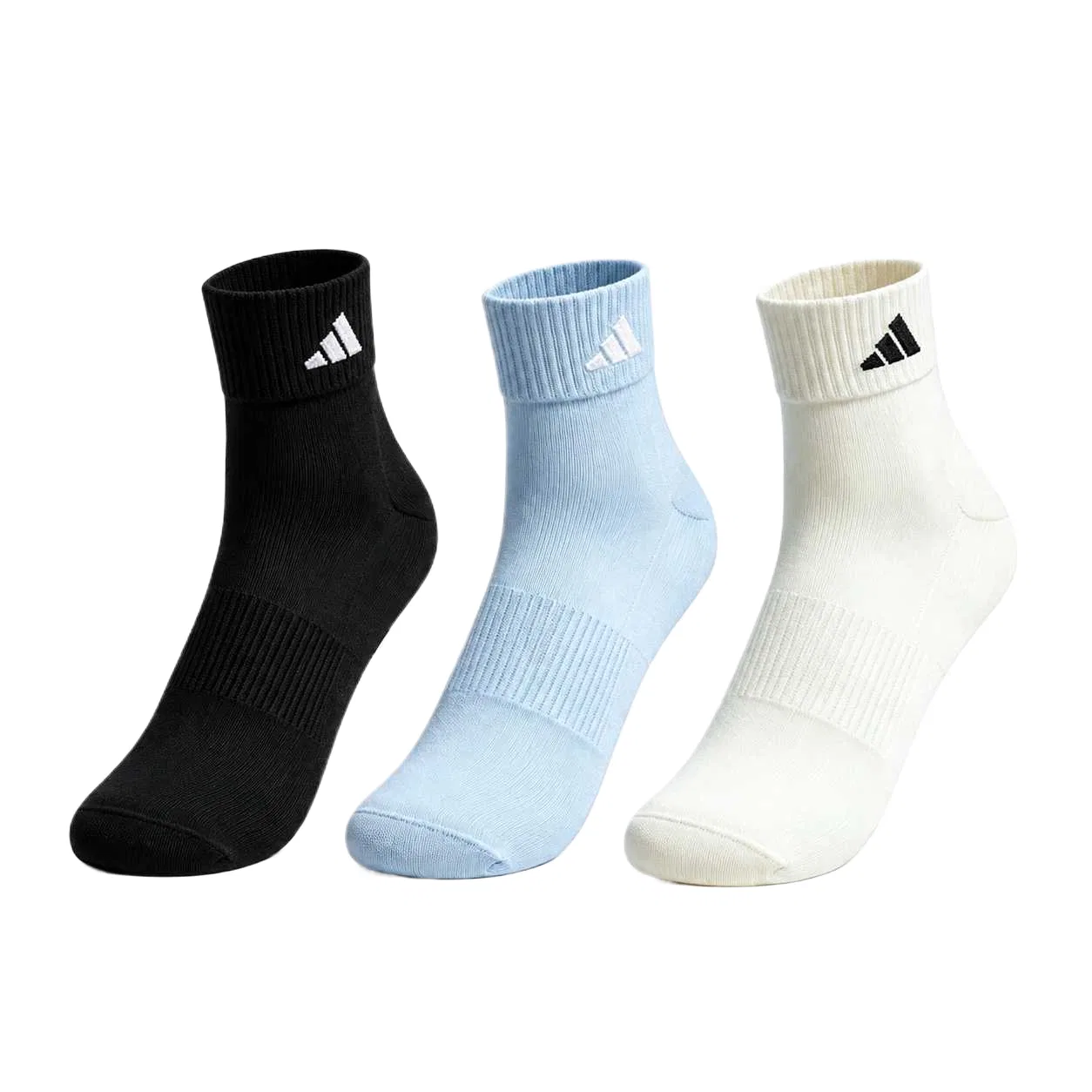 Детские носки средней высоты 3 пары Adidas, Ivory/Crystal Blue/Midnight Gray
