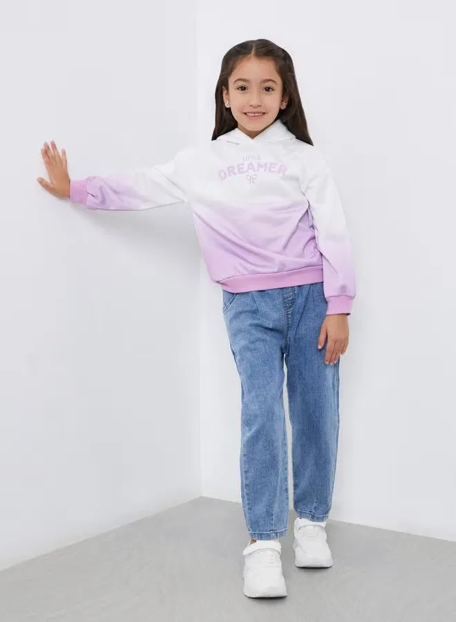 Худи с принтом и надписью, модель Tie-Dye Slogan Print, Styli, лиловый — фото 2