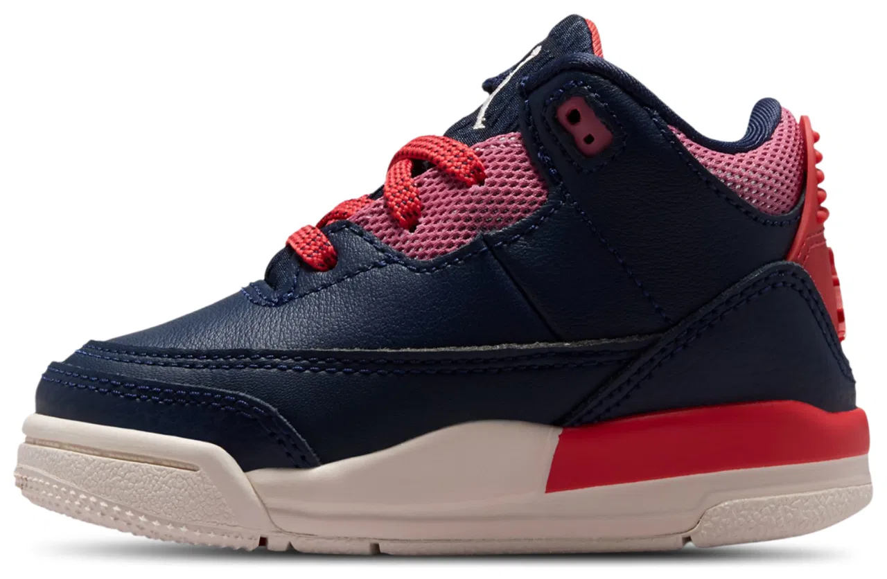 Детские кроссовки для мальчиков с принтом Jordan Retro 3 Jordan, Obsidian Track Red — фото 2