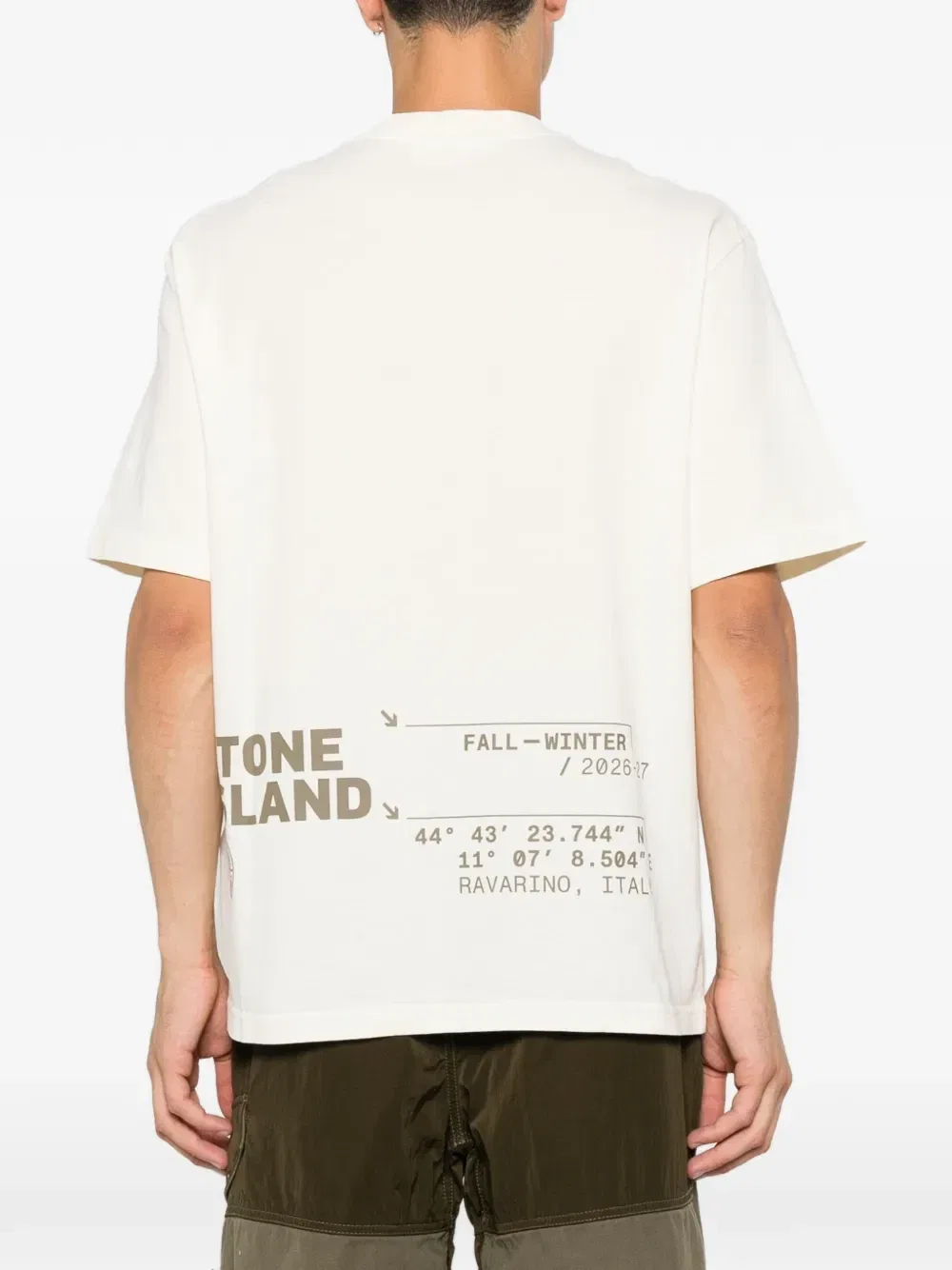 Футболка из хлопка с логотипом Stone Island, бежевый — фото 4