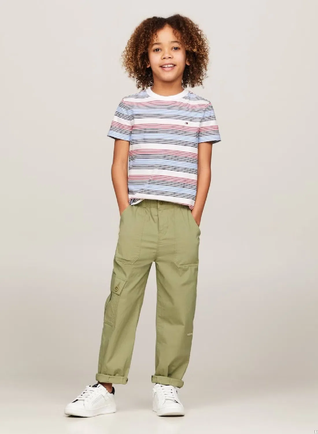 Брюки карго широкие с логотипом Tommy Hilfiger, оливковый