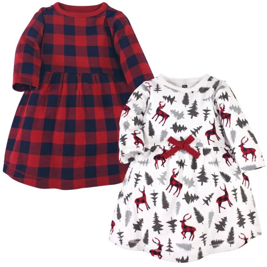 Комплект из двух детских платьев с длинным рукавом, с принтом Hudson Baby, Forest Deer