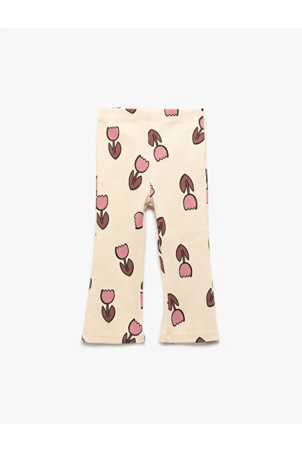 Детские леггинсы для девочек хлопковые Koton, Ecru Patterned