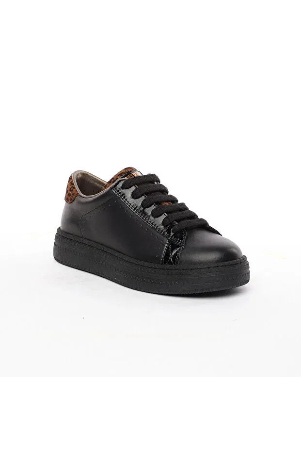 Детские туфли для девочек с принтом Leopard Greyder, Black — фото 2