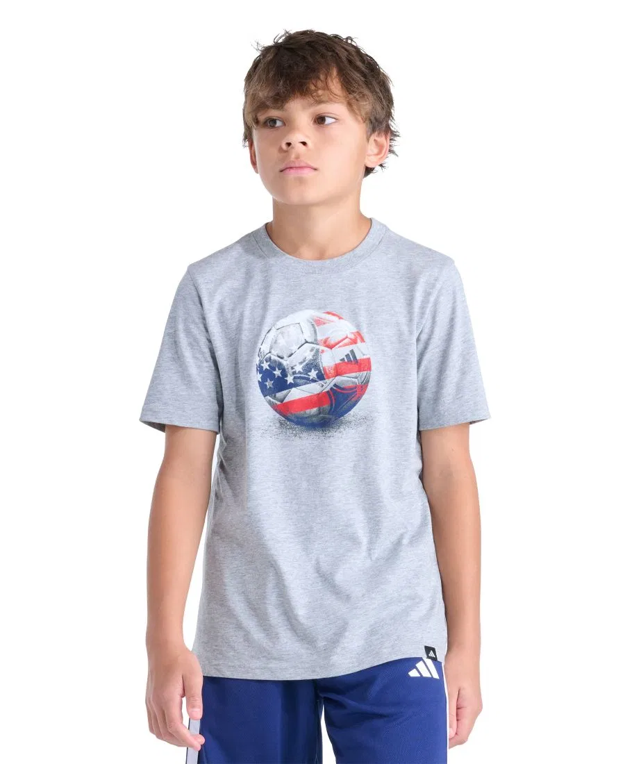 Детская футболка с коротким рукавом с принтом adidas, Gray Heather
