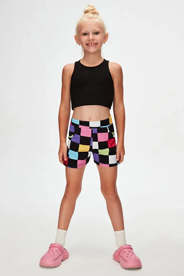 Детские шорты для девочек с принтом Op art checkers Lovetti, Patterned
