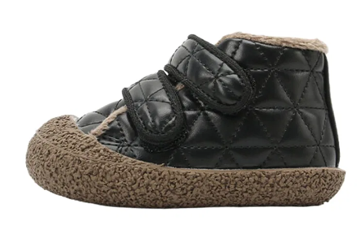 Детские ботинки для малышей с флисовой подкладкой Pu Vintage, MAIBUXIONG, Black