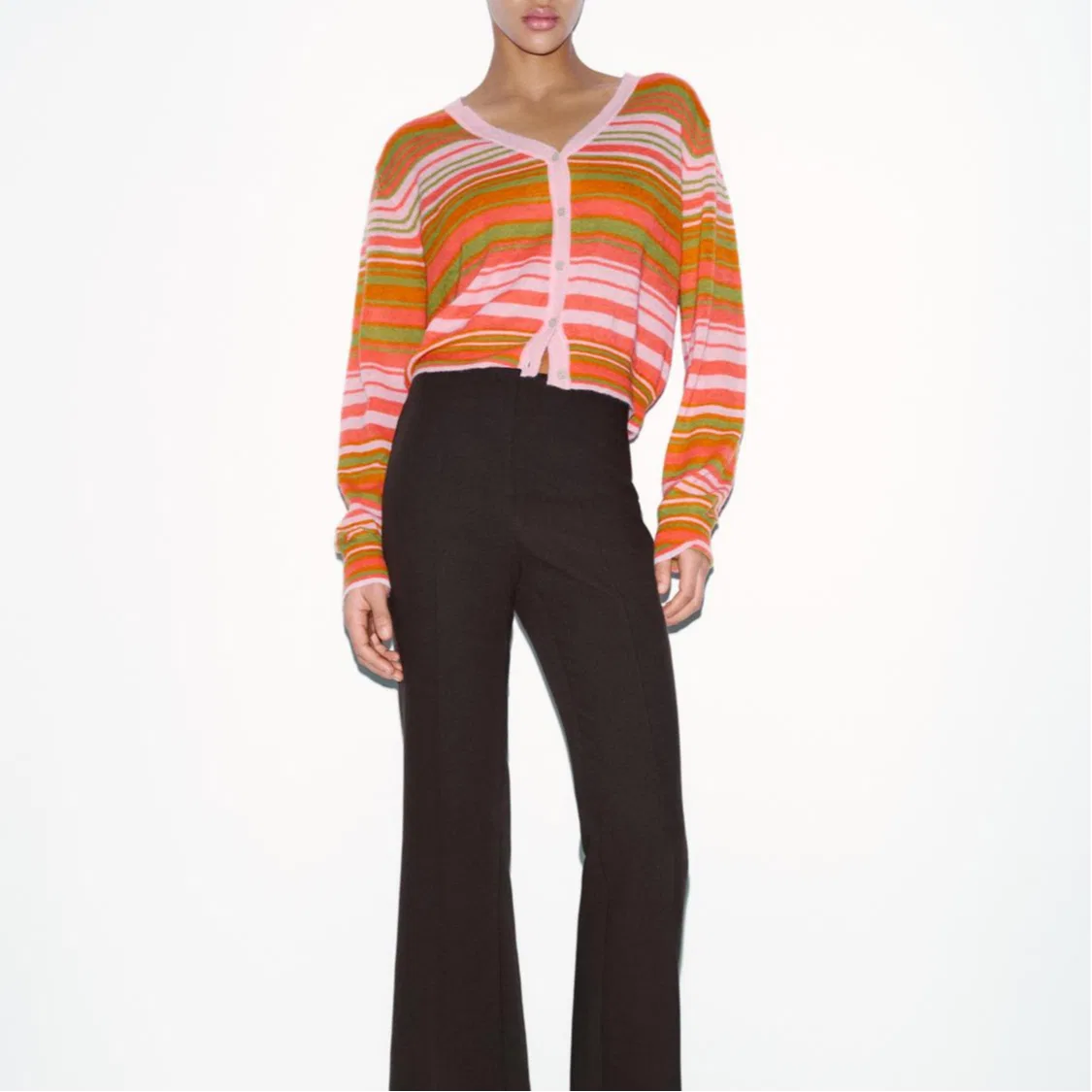 Женский кардиган с V-образным вырезом Multicolor ZARA — фото 4