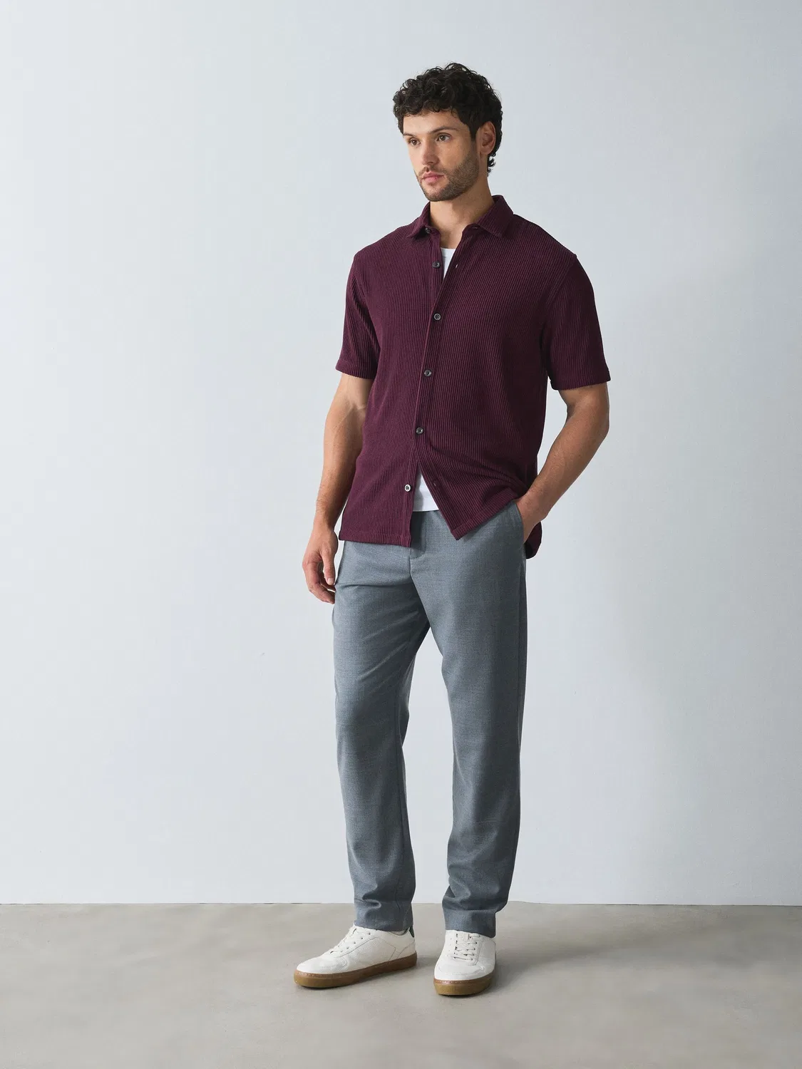 Рубашка с коротким рукавом текстурированная, Red Textured Jersey Short Sleeve Shirt Next, красный — фото 3