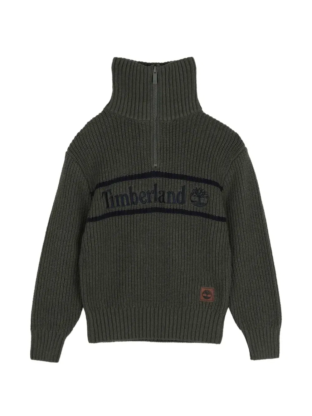 Топ с высоким воротником и вышитым логотипом Timberland Kids, зеленый