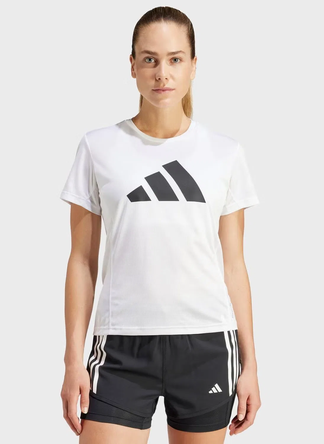 Футболка беговая с принтом Run It Adidas, белая