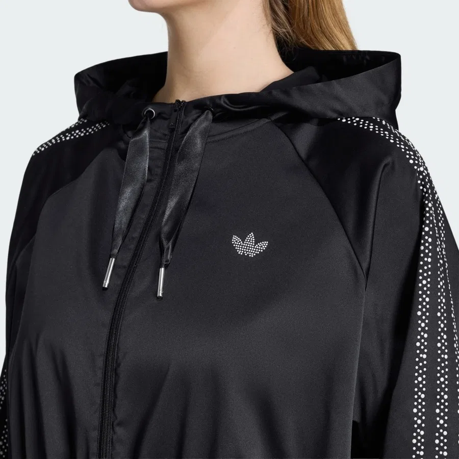 Женский укороченный худи с капюшоном и молнией Pearl Cropped Zip Hoodie adidas, Черный — фото 4