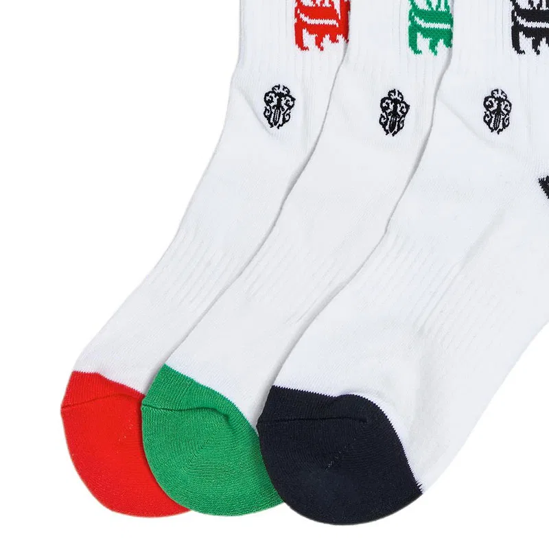 Детские носки с длинным голенищем, комплект из 3 пар, Chrome Hearts, Red/Green/Black — фото 4