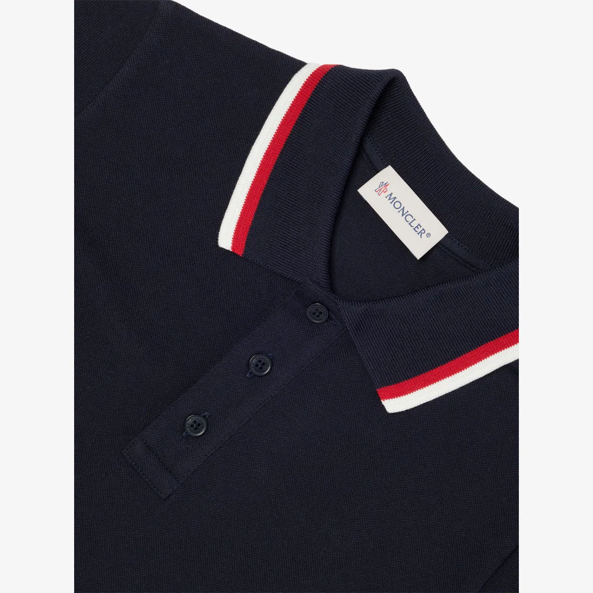 Хлопковая рубашка-поло с логотипом и нашивкой, возраст 4-14 лет Moncler, темно-синий — фото 2