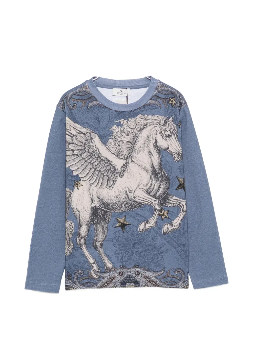 Футболка с длинным рукавом и принтом «Пегас» Etro Kids, синий
