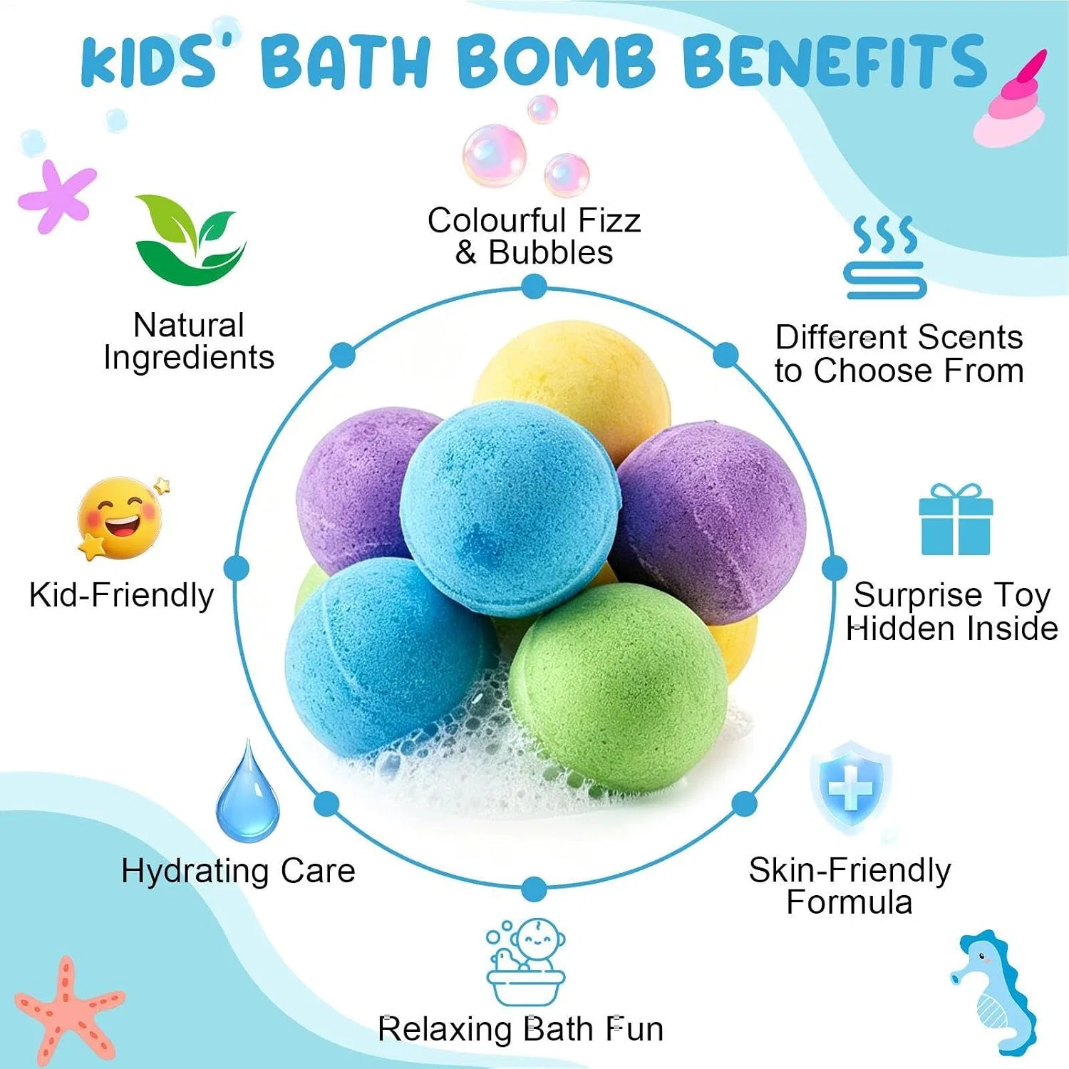 Набор Bath Bombs с игрушкой, Nevalerra, 12 шт, Морская тема — фото 4