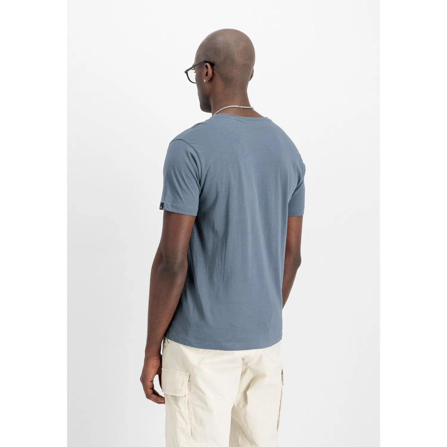 Детская хлопковая футболка свободного кроя Alpha Industries, Denim Blue — фото 2