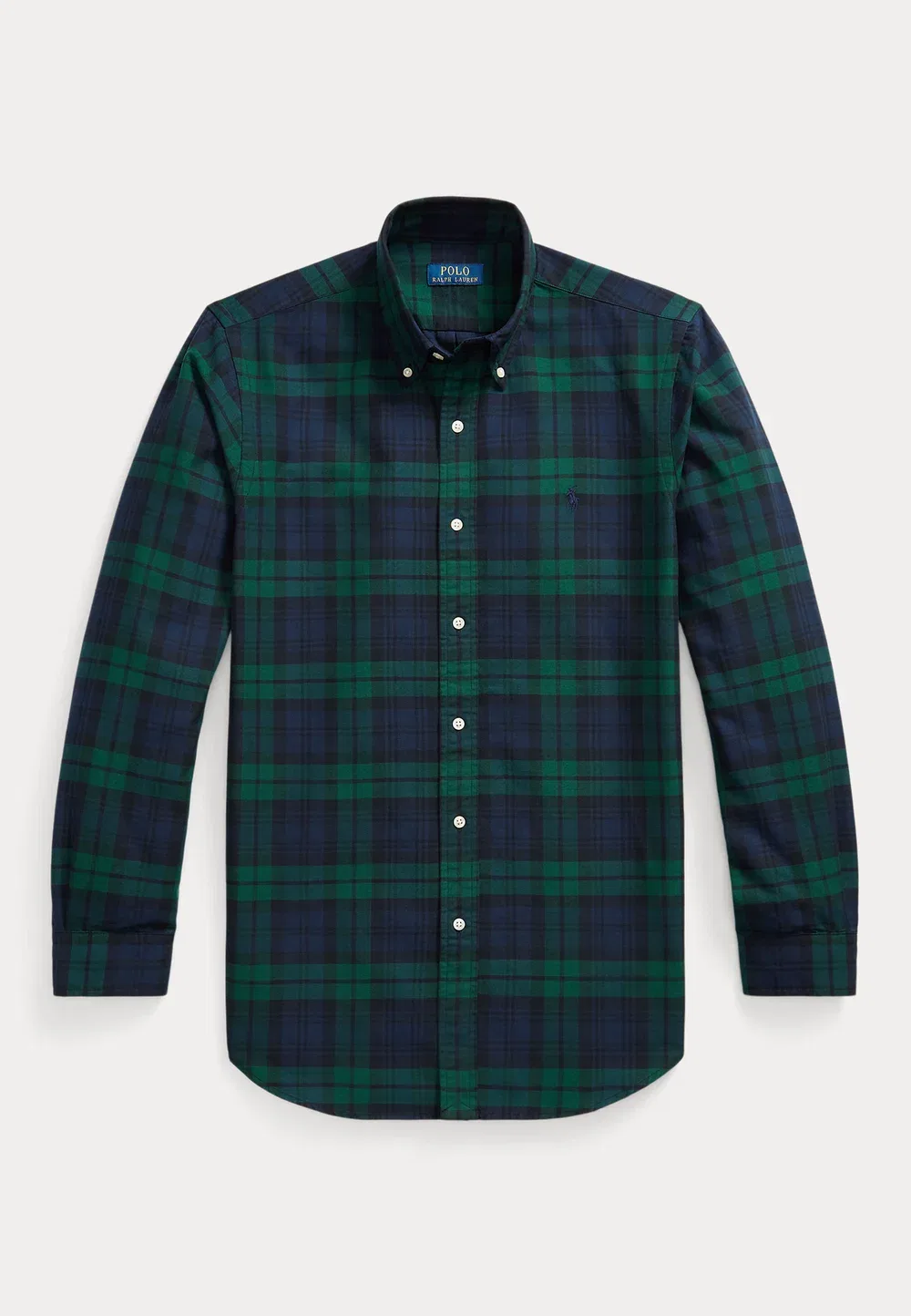 Рубашка оксфорд Tattersall, сшитая на заказ Polo Ralph Lauren, Navy/Green — фото 4