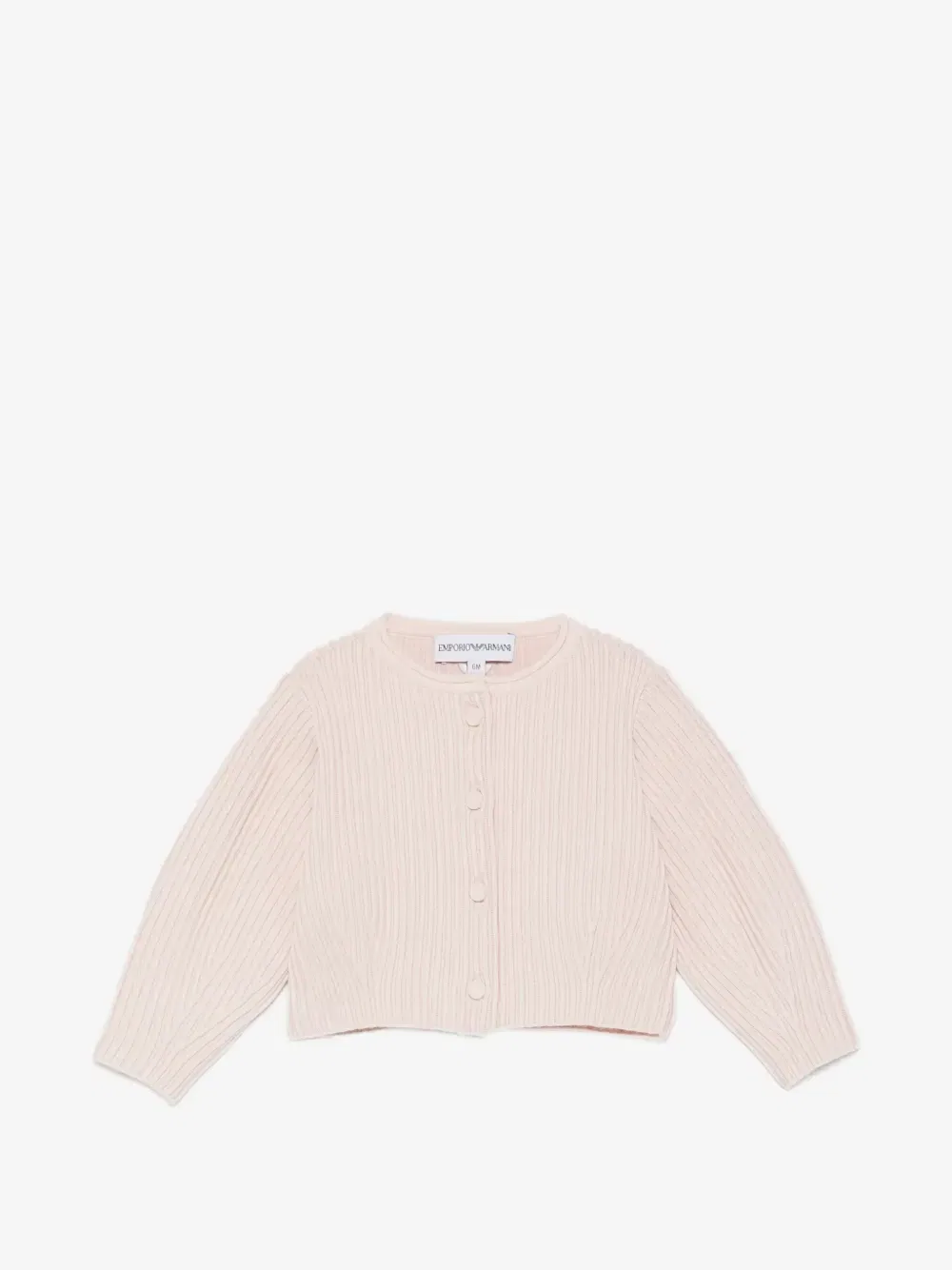 Укороченный кардиган в рубчик Emporio Armani Kids, розовый