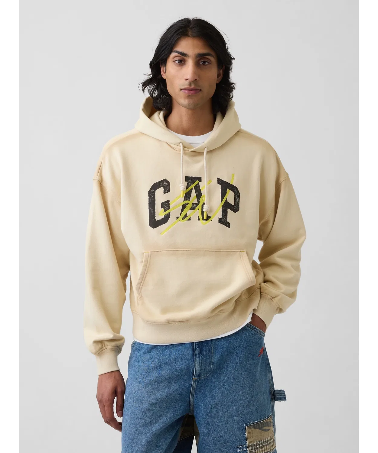 Мужское/Женское худи оверсайз с длинным рукавомGap × Sean Wotherspoon GAP, Ivory