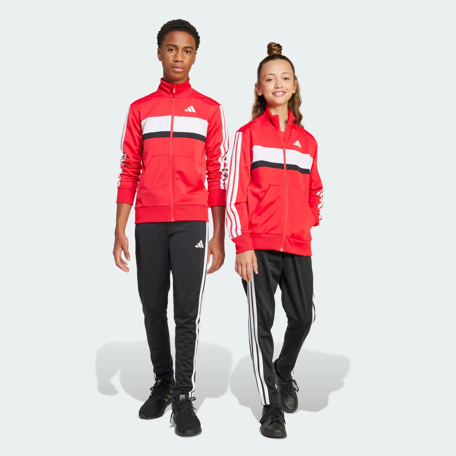 Детский спортивный костюм из трикотажа Tiberio 3-Stripes Adidas, Цвет: Hellrot Weiss Rot