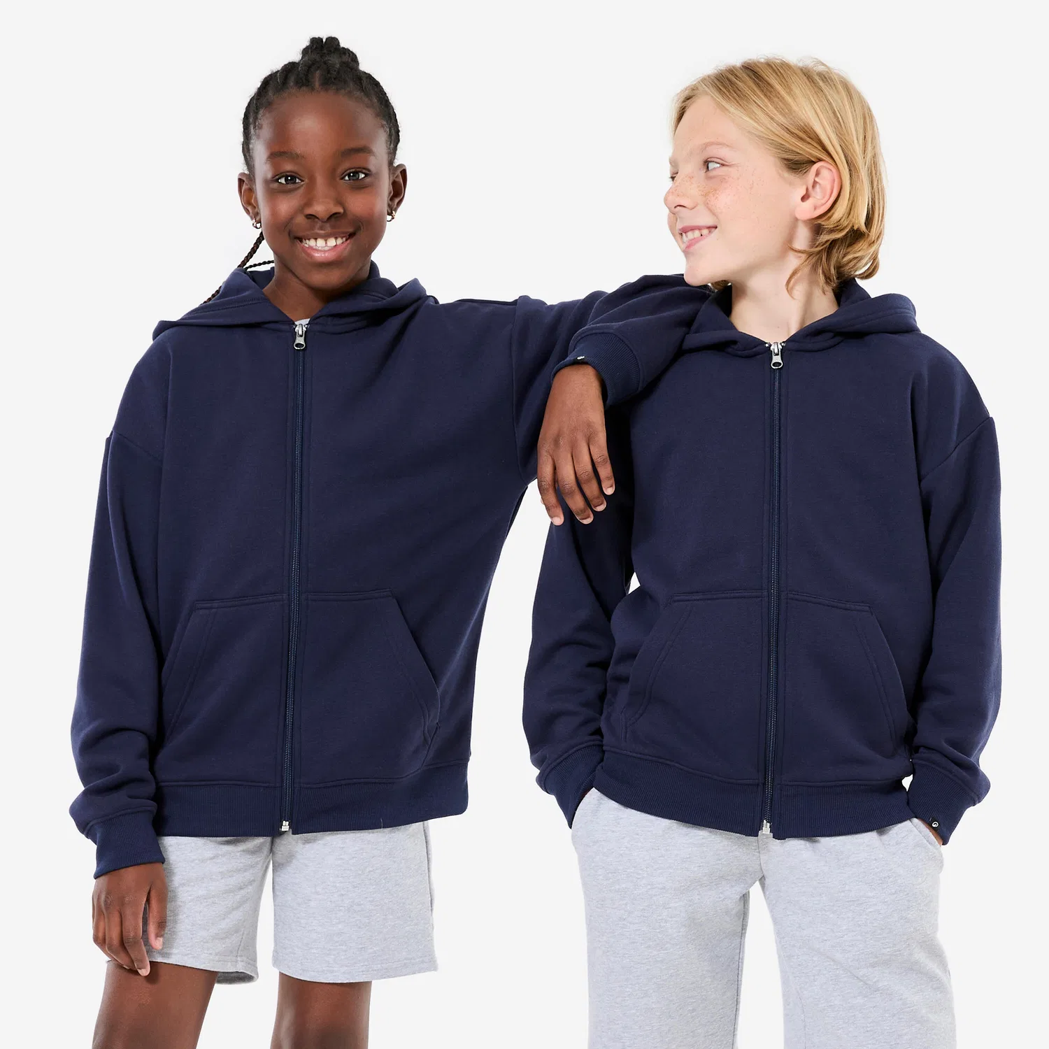 Детское худи с капюшоном Loose Decathlon, Stahlblau