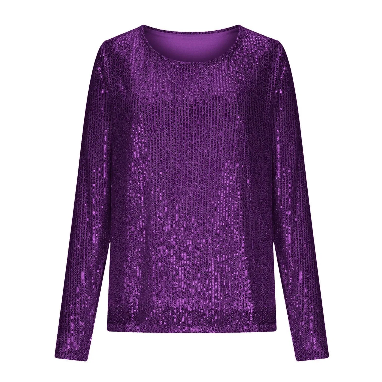 Женская блестящая блузка с длинным рукавом Sequin Tops, 1b-purple — фото 3