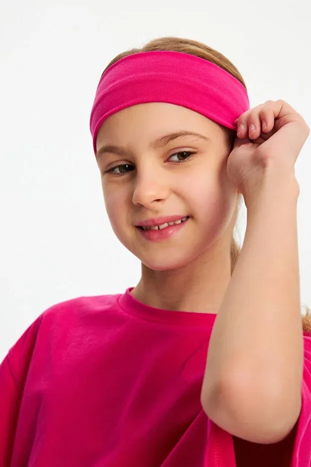 Детский комплект футболок из хлопка с косынкой Sportswear Babygiz, Fuchsia-Fuchsia — фото 4