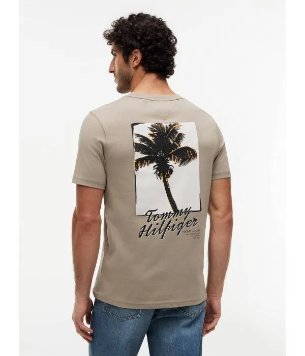 Мужская футболка с принтом Palm Photo Tommy Hilfiger, бежевый — фото 3
