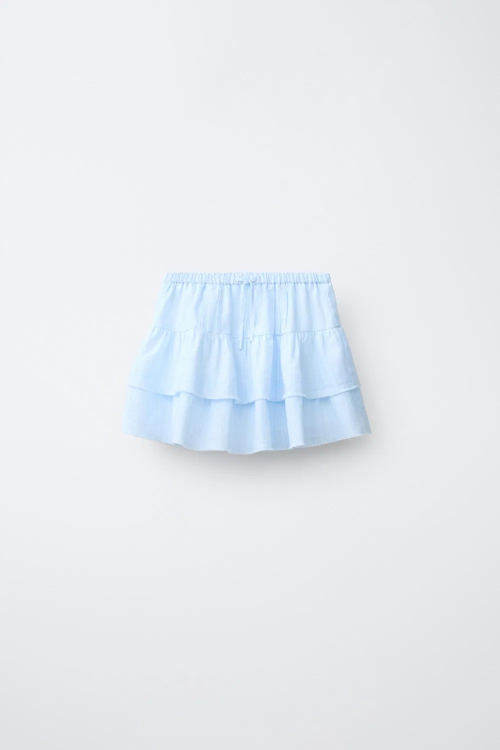 Юбка из льняной смеси с оборками ZARA, Blue/White