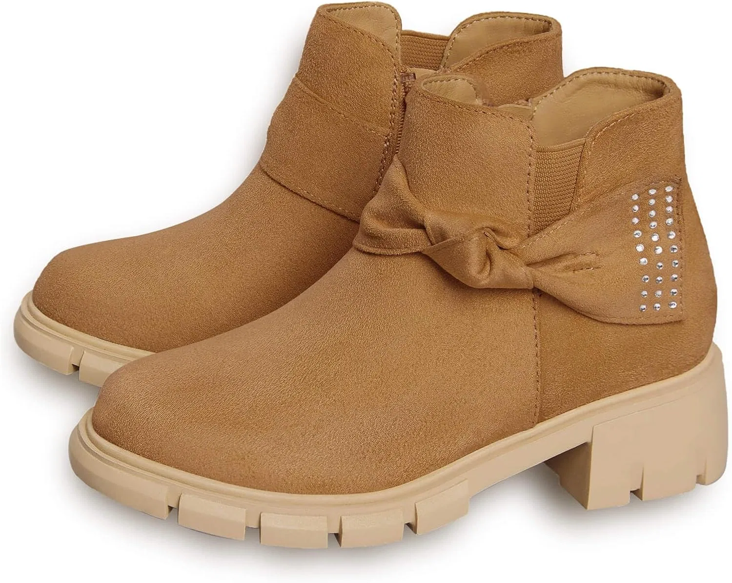 Детские ботинки для девочек с блестками и бантом Coutgo, Light Brownbrown