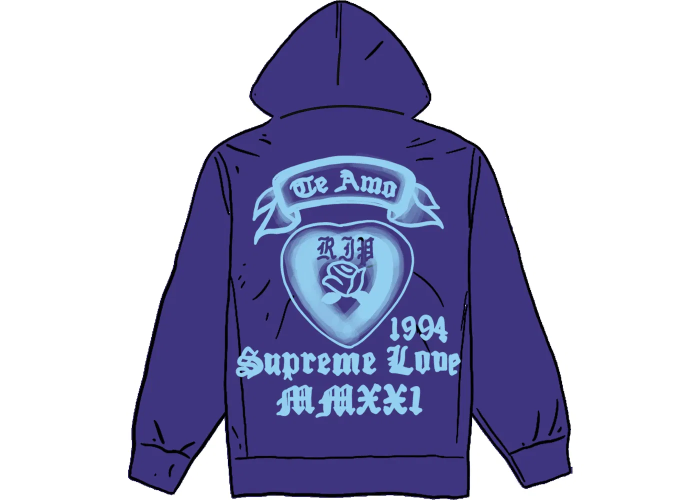 Мужская худи Supreme Hooded Sweatshirt, Dark Royal