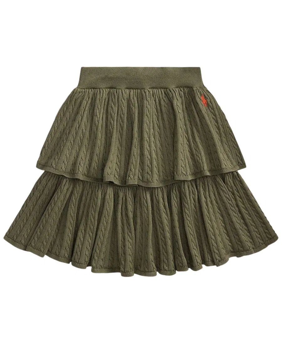 Юбка из хлопка с ярусным кроем и мелким узором Mini-Cable Polo Ralph Lauren, Cruise Olive