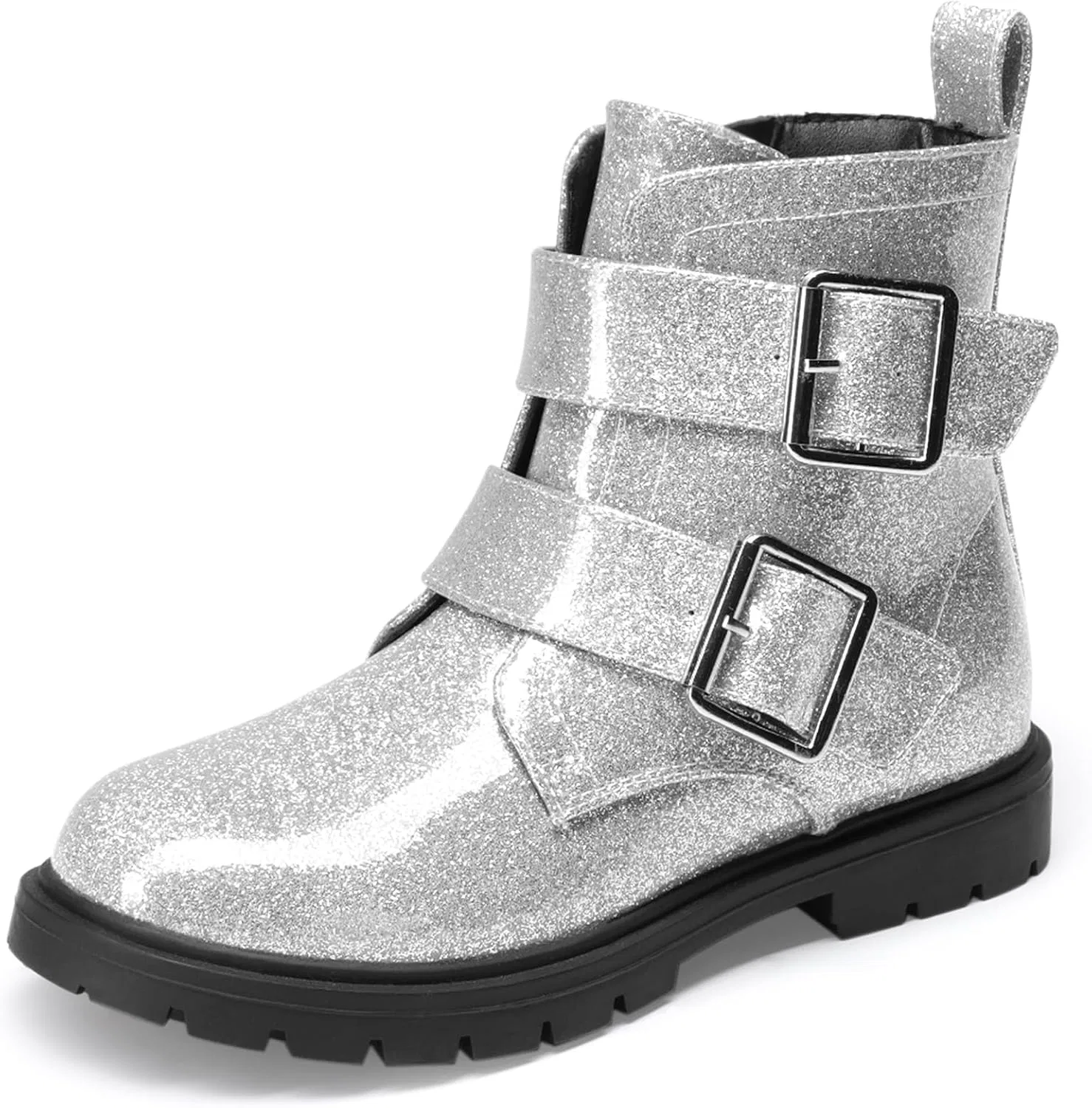 Детские ботинки для девочек на щиколотке с пряжками DREAM PAIRS, Silver
