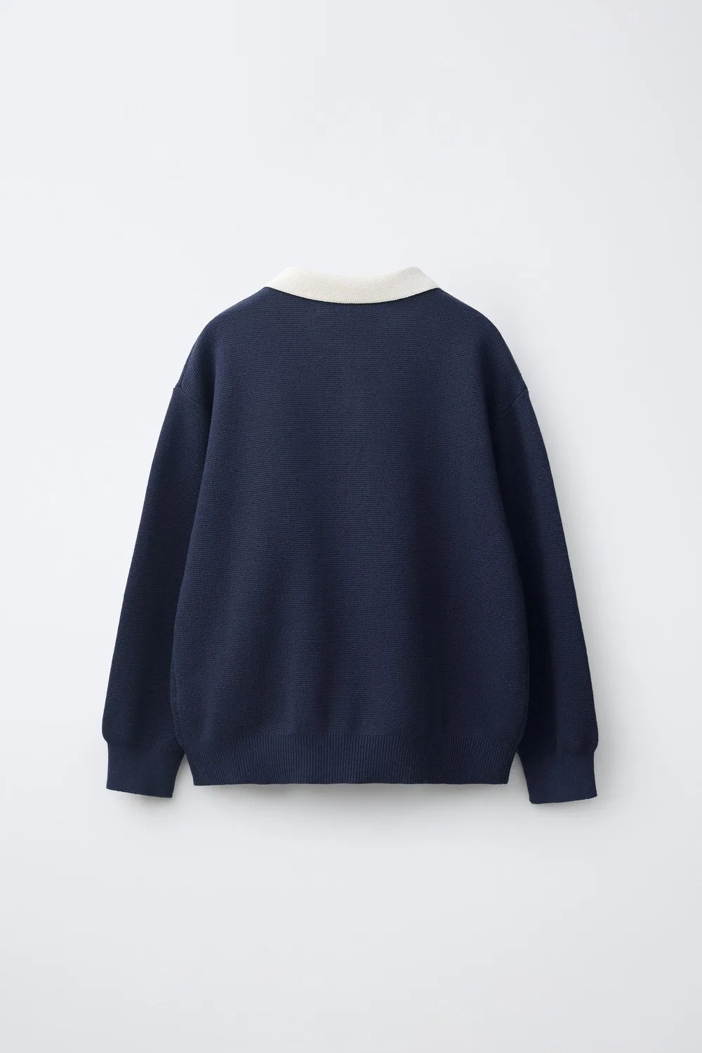 Вязаный поло-джемпер в стиле университетской формы ZARA, Dark navy — фото 2