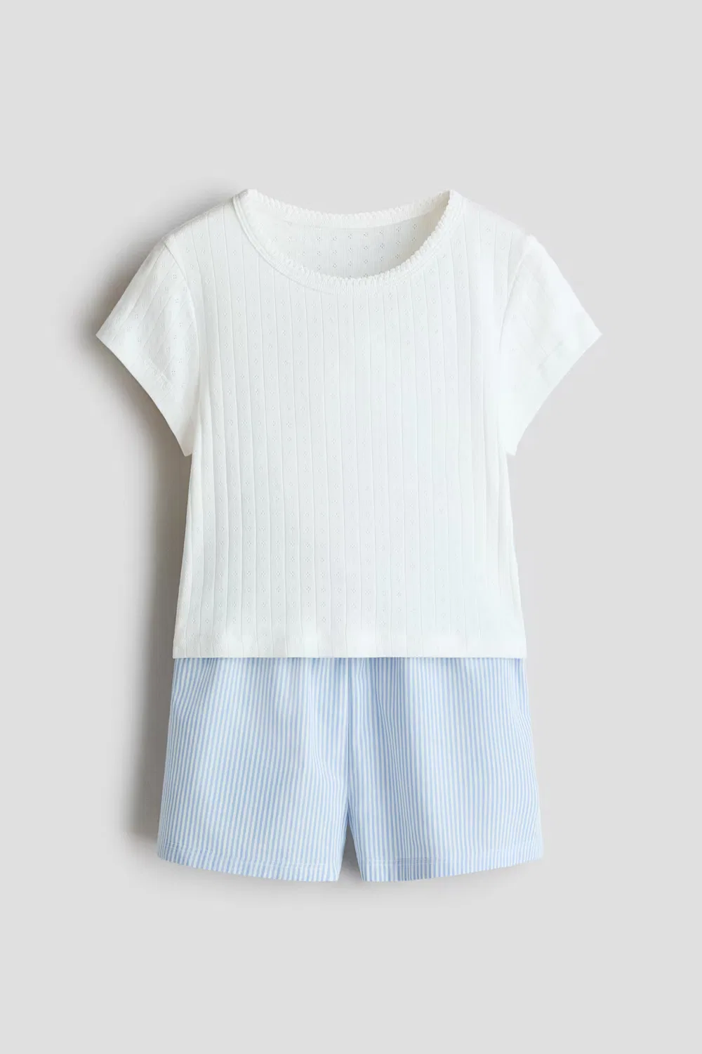 Хлопковая пижама H&M, Cremefarben/Hellblau Gestreift