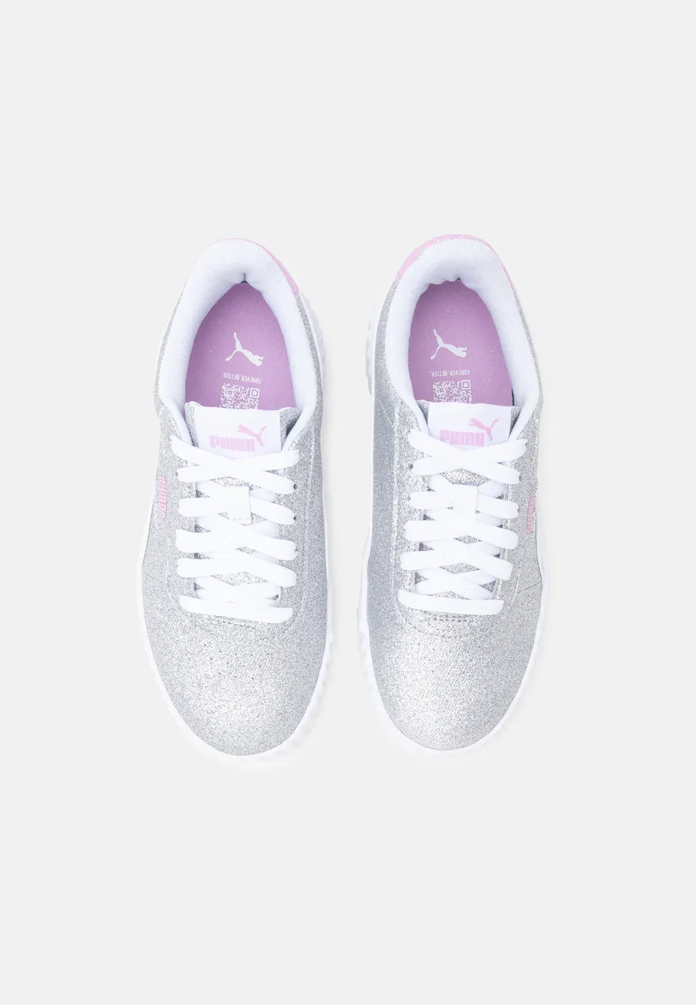 Кроссовки Carina 3.0 glitz jr унисекс Puma, Silver-Coloured/White — фото 4