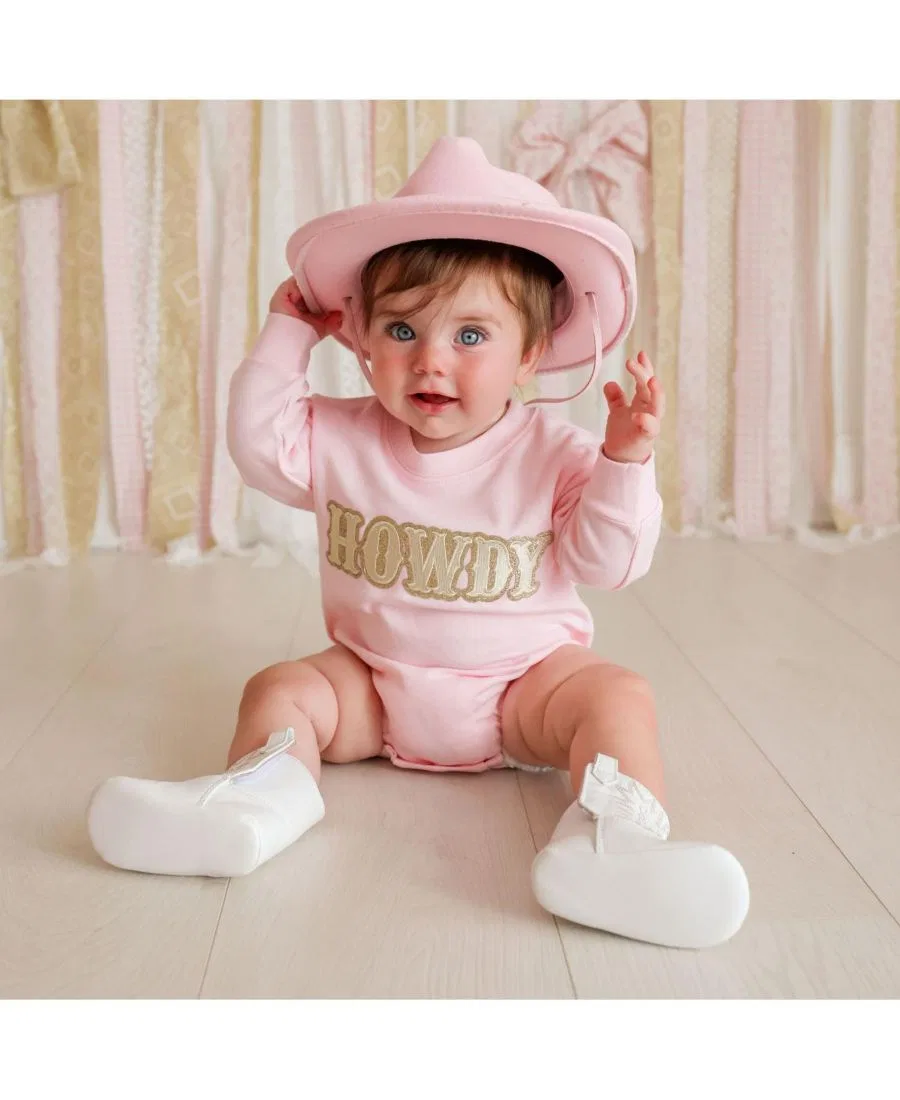 Боди-комбинезон с длинным рукавом Howdy Patch Sweet Wink, Ballet Pink — фото 4