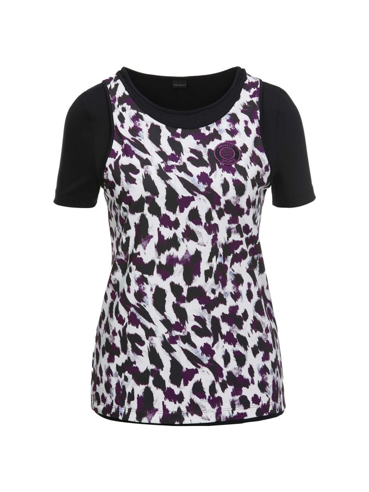 

MADELEINE Беговая футболка «два в одном» в стиле леопардового топа кремового/фиолетового/разноцветного цвета