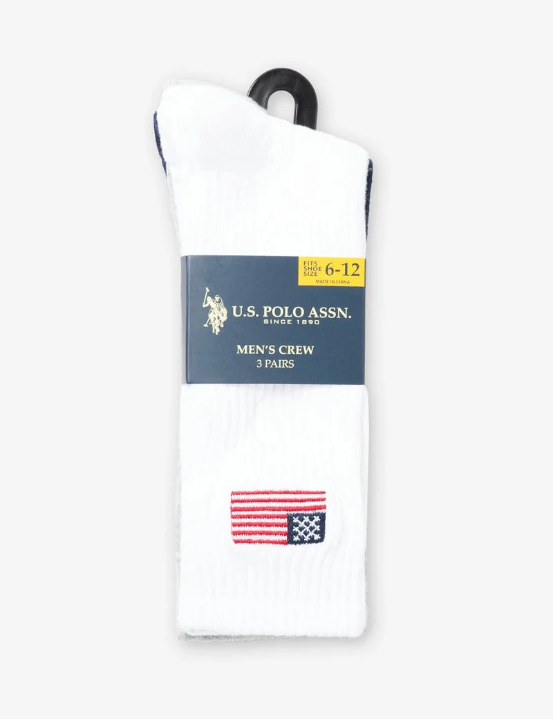 Комплект мужских носков  U.S. Polo Assn. Flag Crew, 3 пары, белый/серый/темно-синий — фото 2