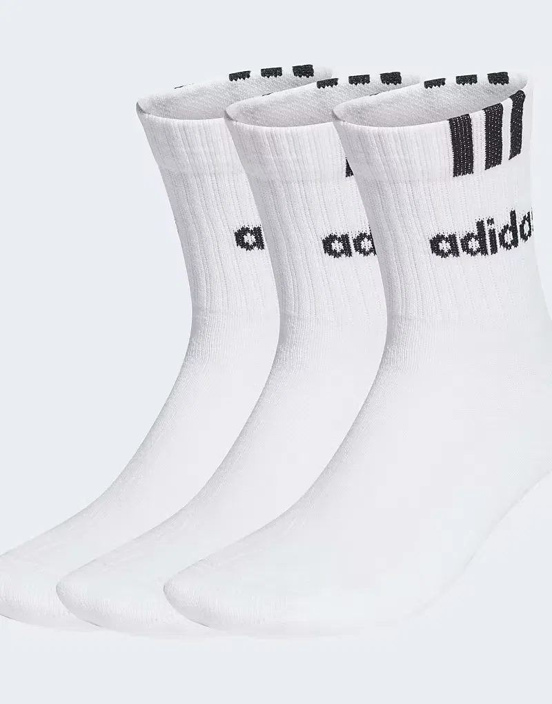 Носки высокие амортизированные 3-Stripes Linear 3 пары Adidas Performance, белый/черный