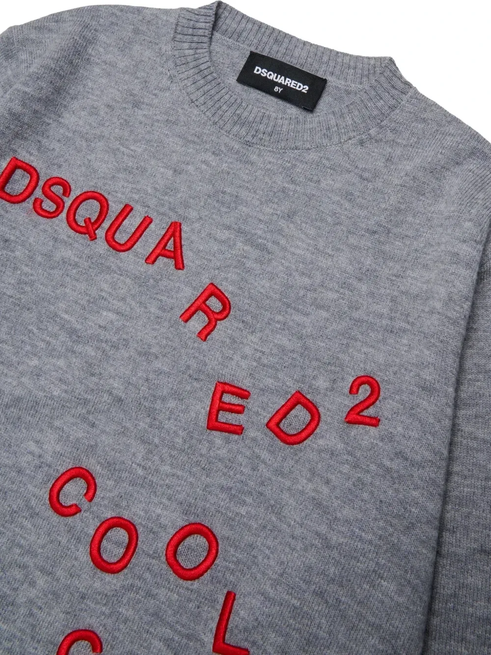 Шерстяной свитер с вышитым логотипом Dsquared2 Kids, серый — фото 3