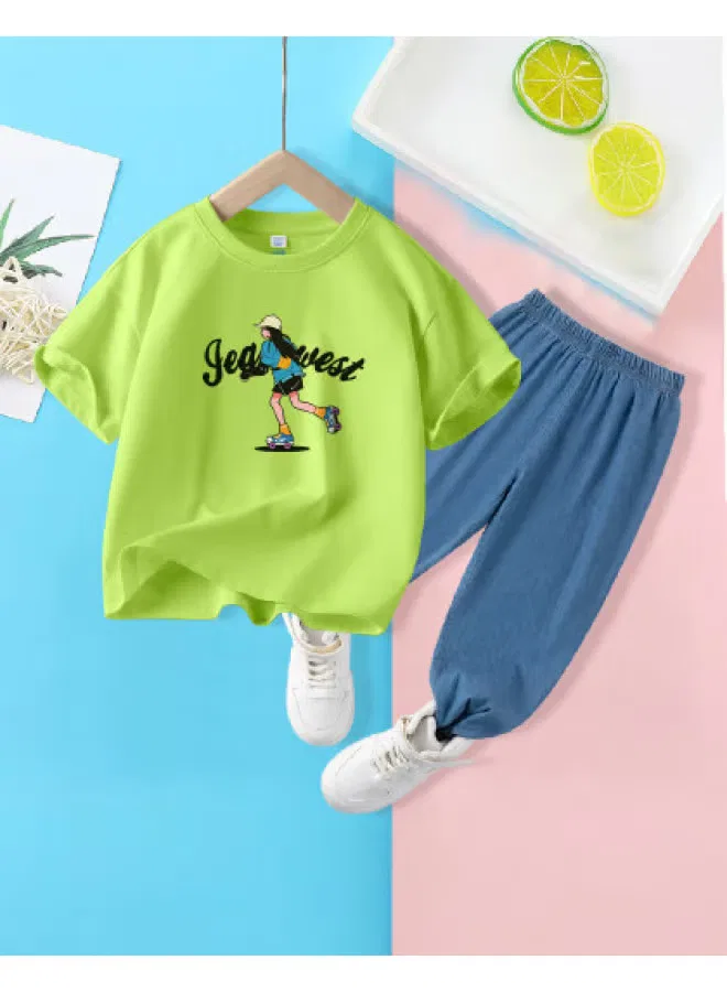Jeanswest Комплект с коротким рукавом для девочек с эффектом денима и защитой от комаров, мятный