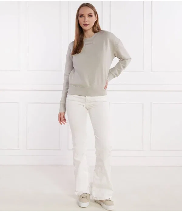 Женский пуловер с логотипом Calvin Klein, бежевый — фото 2