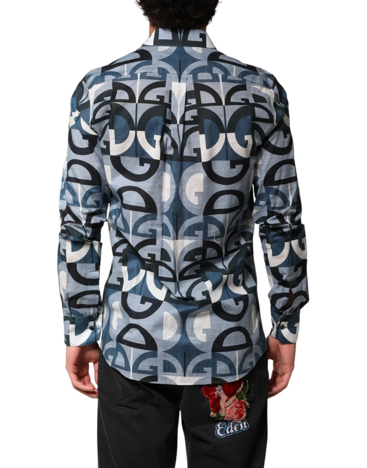 Мужская рубашка с длинным рукавом с логотипом MARTINI Dolce & Gabbana, Blue — фото 4