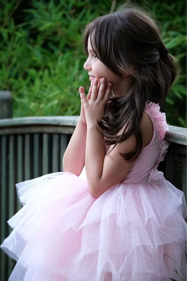 Детское платье-пачка для девочек с принтом Puffy Tutu Ballet Dress Sara Tasarım, Light Pink — фото 3