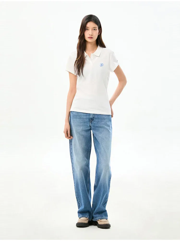 Футболка поло Slim Fit с логотипом TOMMY HILFIGER, Ivory — фото 2
