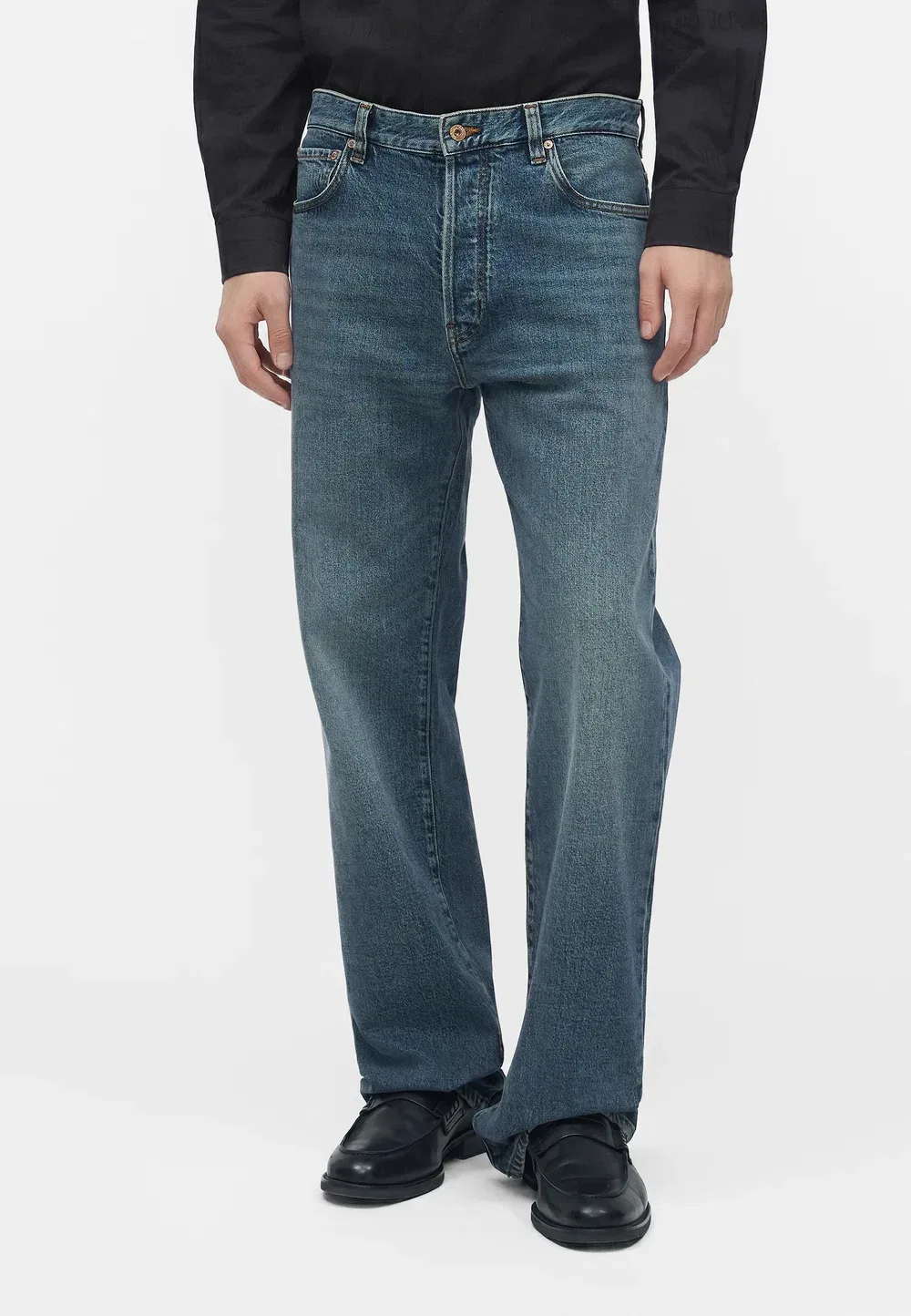 Брюки с карманами - джинсы свободного кроя Emporio Armani, Medium Blue Denim